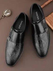 INVICTUS Men Double buckled Textured Monk Shoe