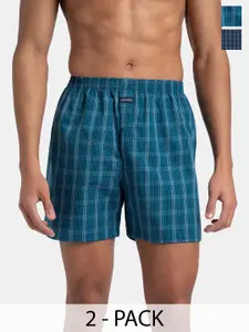 Jockey Pack of 2 Combed Mercerized Cotton Checkered Boxer Shorts With Back Pocket - 1222