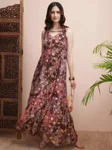 Vishudh Floral Print Fit & Flare Maxi Dress