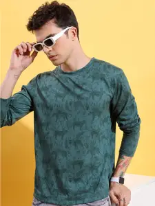 HIGHLANDER Green Tropical Printed Long Sleeve Relaxed Fit T-shirt