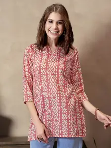 Anouk Rustic Geometric Printed Pure Cotton Short Kurti