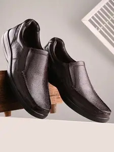 Auserio Men Textured Leather Slip-Ons Formal Monk Shoes