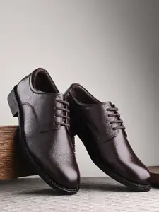 Auserio Men Round Toe Leather Formal Derbys