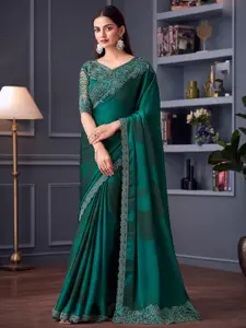 Mitera Embellished Embroidered Satin Saree