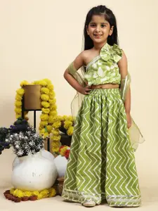 Cutiekins Girls Printed Ready to Wear Lehenga & Blouse With Dupatta