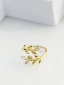 DIAVO Gold Plated 925 Sterling Silver Stone Studded Finger Ring