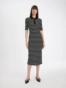 DeFacto Striped T-shirt Midi Dress
