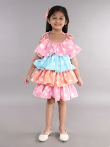 Pink Chick Polka Dot Striped Layered A-Line Dress