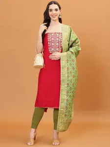 Meena Bazaar Floral Zari Embroidered Unstitched Dress Material