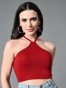 The Roadster Lifestyle Co Ribbed Halter Neck Tops