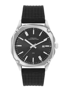 French Connection Men Embellished Dial & Textured Straps Analogue Watch FCH01B