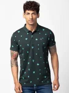 SPYKAR Men Floral Printed Polo Collar Slim Fit T-shirt