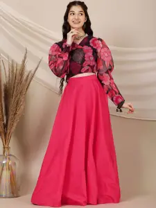 Inddus Girls Printed Ready to Wear Lehenga &