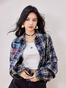 JC Collection Women Tartan Checks Opaque Checked Casual Shirt