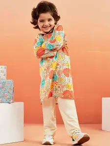 VASTRAMAY Boys Floral Printed Regular Kurta With Pyjama