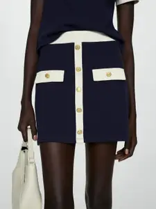 MANGO Pure Cotton Buttoned Knit Mini Skirt