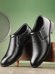 Auserio Men Round Toe Leather Formal Slip-On Shoes