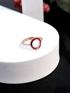 DIAVO 925 Sterling Silver Rose Gold Plated Sacred Scarlet Finger Ring
