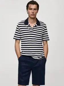 MANGO MAN Striped V-Neck T-shirt