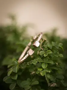 DIAVO 925 Sterling Silver Rose Gold-Plated Cubic Cara Adjustable Finger Ring