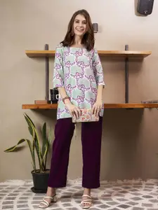 Anouk Rustic Floral Printed Short Kurti