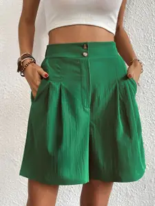 KPOP Women Regular Fit High-Rise Solid Shorts