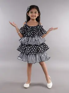 Pink Chick Polka Dot Striped Layered A-Line Dress