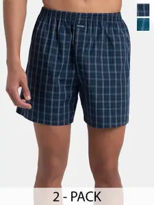 Jockey Pack of 2 Combed Mercerized Cotton Checkered Boxer Shorts With Back Pocket - 1222