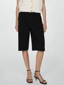 MANGO Women Loose Fit Pleated Bermuda Shorts