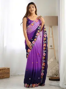 Anouk Floral Embroidered Poly Georgette Saree