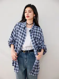 JC Collection Women Opaque Checked Casual Shirt