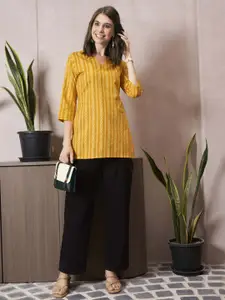 Anouk Rustic Printed V-Neck Pure Cotton Kurti