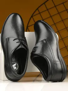 Auserio Men Round Toe Leather Formal Derbys