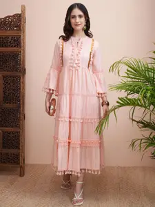 Vishudh Embroidered Bell Sleeve A-Line Maxi Dress