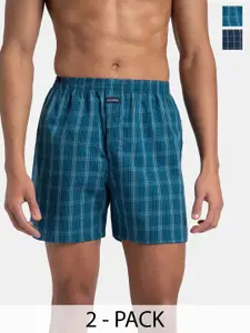 Jockey Men Pack of 2 Super Combed Mercerized Checkered Boxer Shorts With Back Pocket -1222