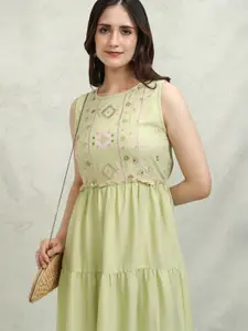 Vishudh Embroidered Fit & Flare Maxi Dress