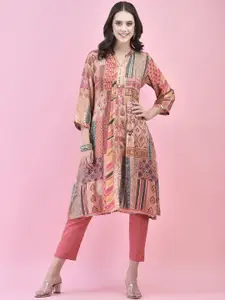 Shree Ethnic Motifs Printed Mandarin Collar A-Line Kurta