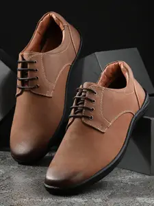 Auserio Men Leather Round Toe Derbys