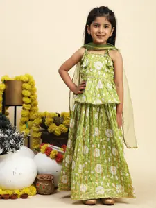 Cutiekins Girls Printed Ready to Wear Lehenga & Blouse With Dupatta
