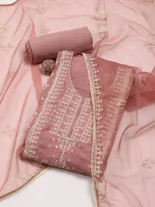 Meena Bazaar Floral Embroidered Unstitched Dress Material