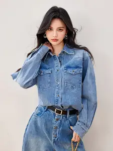 JC Collection Women Faded Opaque Casual Shirt