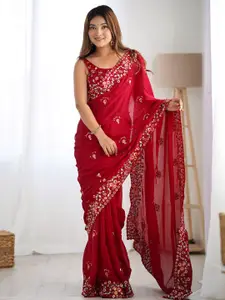 Anouk Floral Sequinned Poly Chiffon Saree