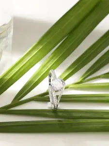 DIAVO 925 Sterling Silver Rhodium Plated Artificial Stones Aetherial Zenith Finger Ring