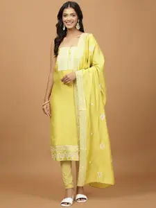 Meena Bazaar Floral Embroidered Unstitched Dress Material