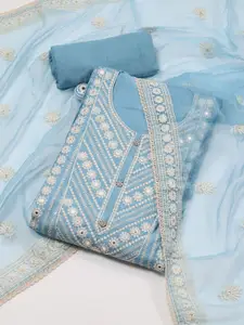 Meena Bazaar Thread Embroidered Art Silk Unstitched Dress Material