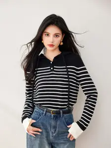 JC Collection Women Striped Pullover