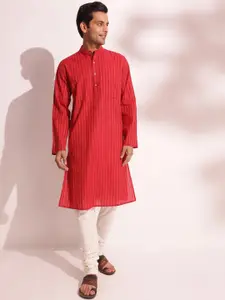 Fabindia Ethnic Motifs Block Printed Mandarin Collar Straight Kurta