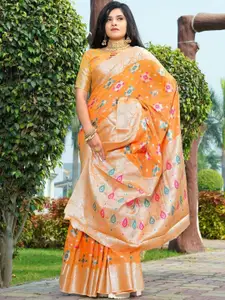 Areca Designer Ethnic Motifs Zari Linen Blend Banarasi Saree