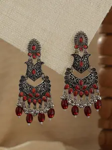 Jazz and Sizzle Silver-Toned Artificial Stones and Beads Classic Chandbalis Earrings