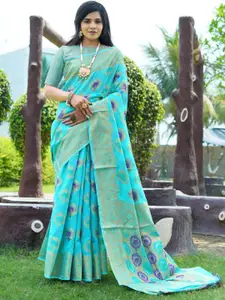Areca Designer Ethnic Motifs Zari Linen Blend Banarasi Saree